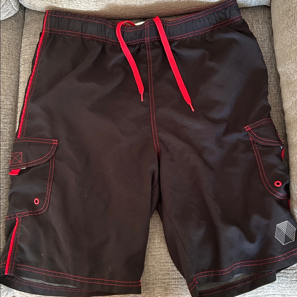 Black and Red Men's Swim Trunks